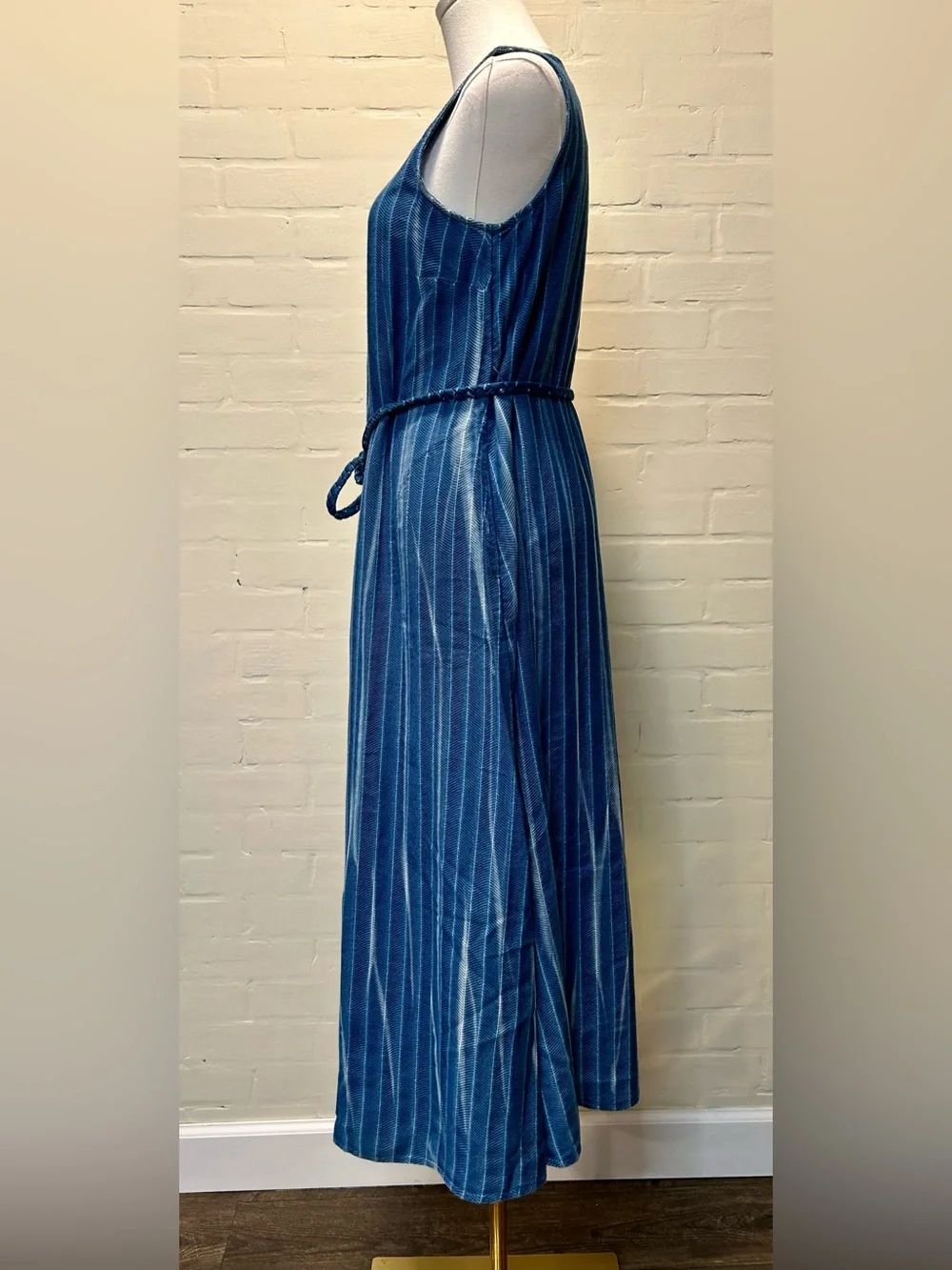 J. Jill Pure Jill Indigo Naples Wash Maxi Dress XSP Petite NWT Blue Belted - Picture 4 of 8